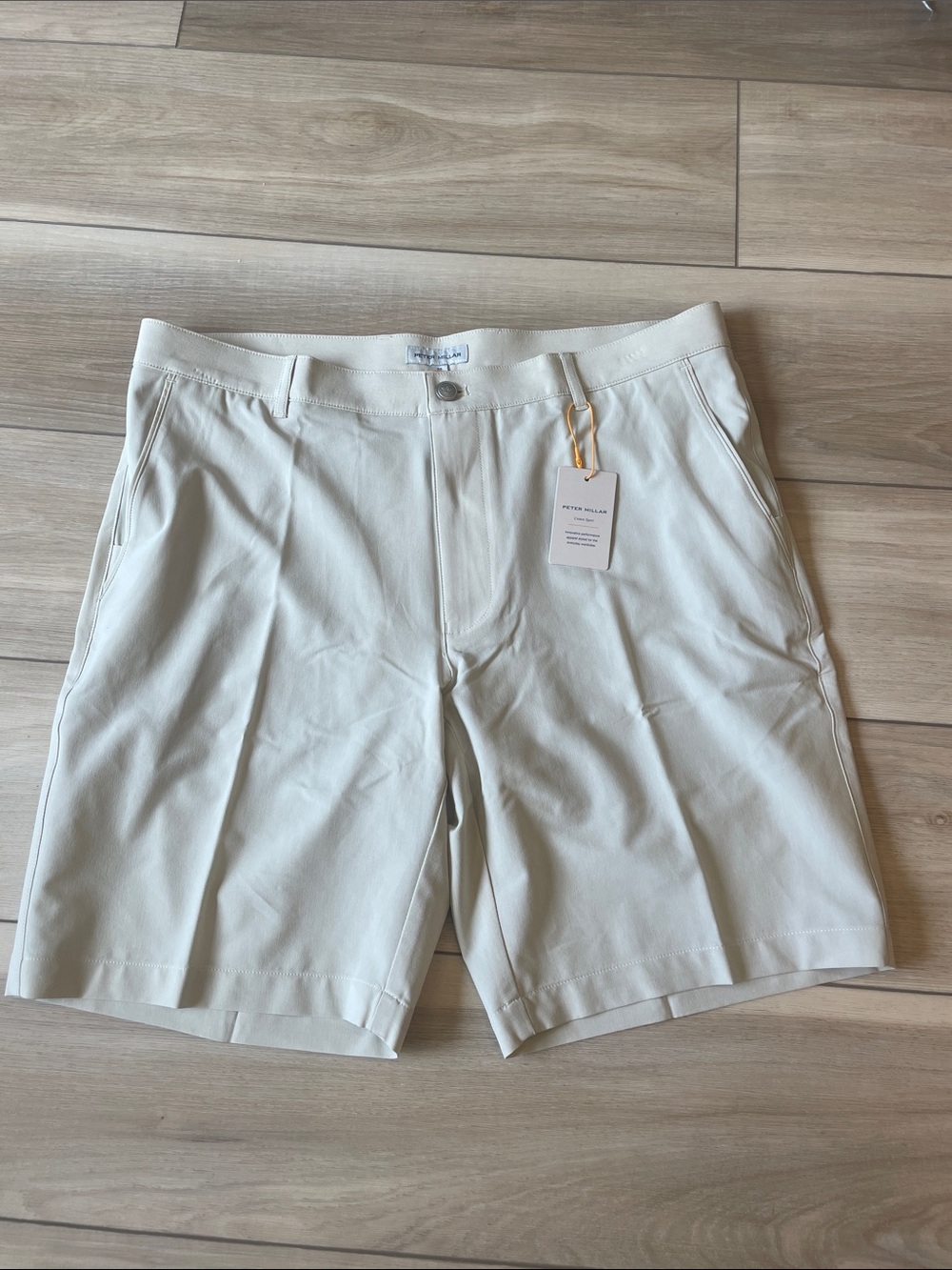 New Peter Millar Men's Performance Shorts -sand beige